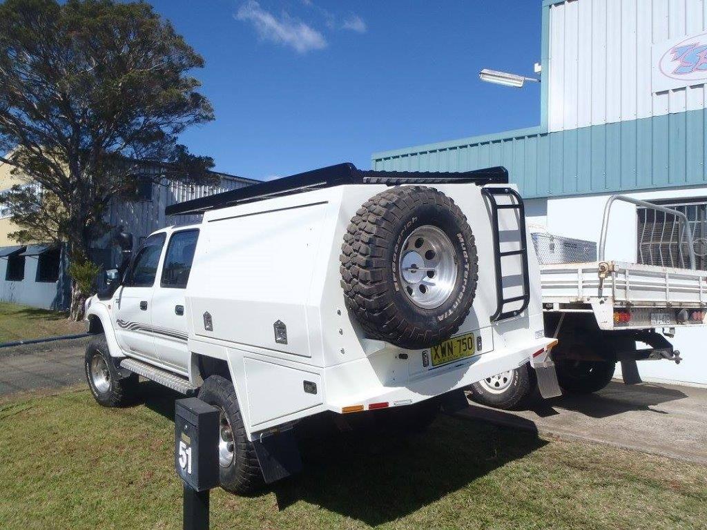White Ute Canopy With Wheel — Canopies and Trays in Lismore, NSW
