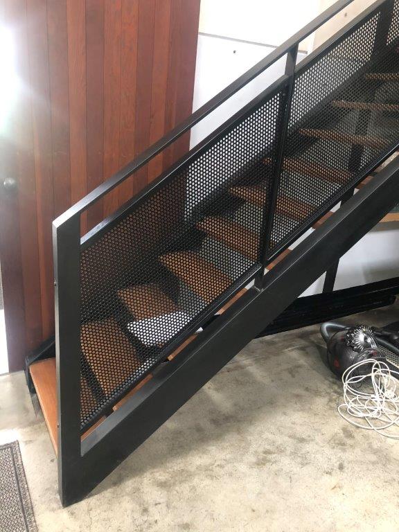 Black Steel And Wooden Stairs — Canopies and Trays in Lismore, NSW