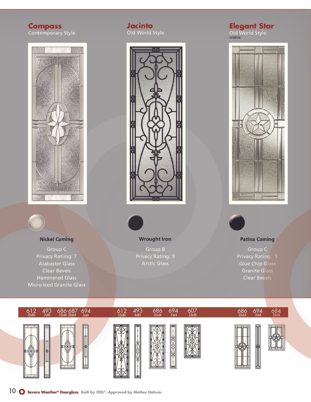 Page with three glass doors, and decorative door details.