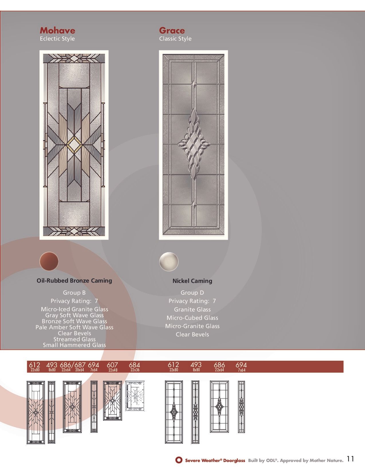 Two decorative glass door styles: 