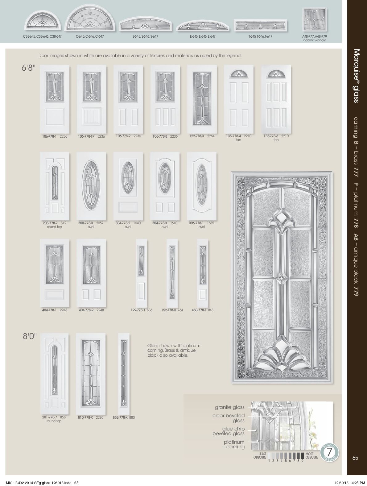 Catalog page with various door styles. White doors, wood trim, and architectural details.