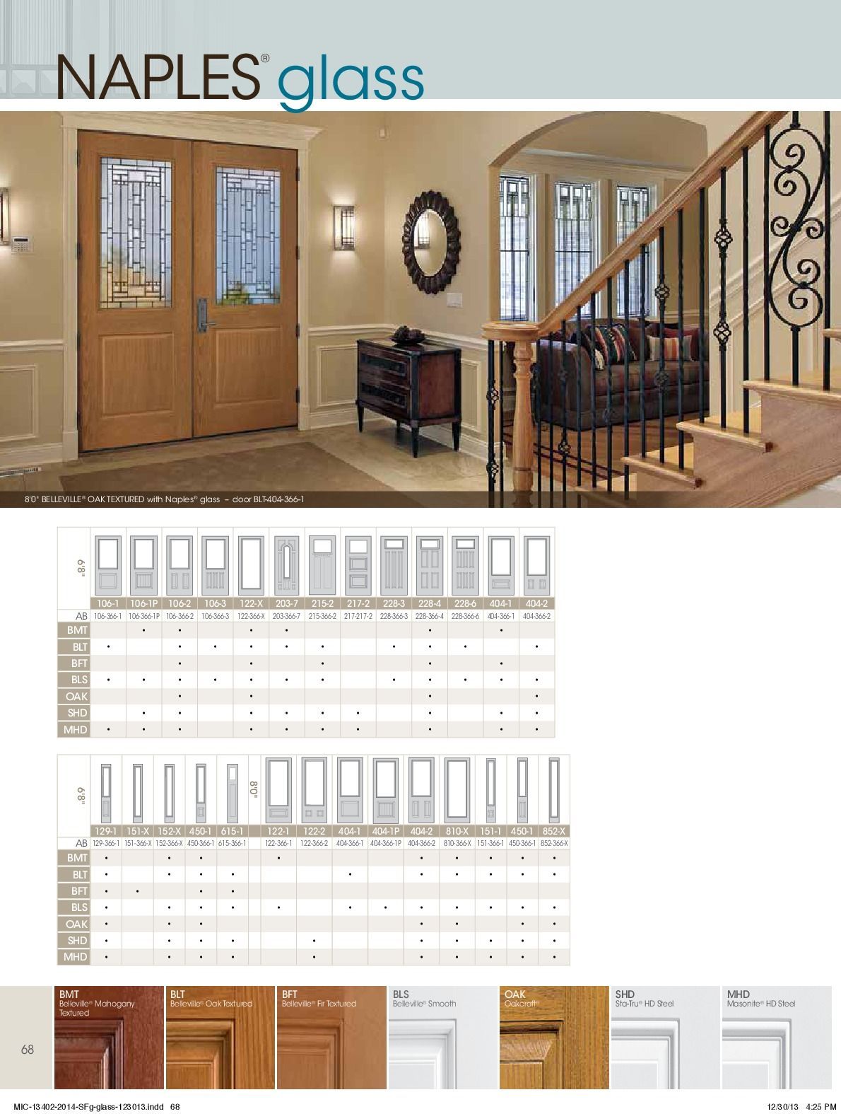 Naples Glass brochure featuring double entry doors, interior design, and wood door options.
