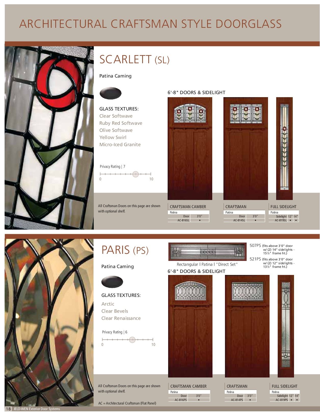 Architectural Craftsman Style doorglass. Scarlet and Paris stained glass with door styles.