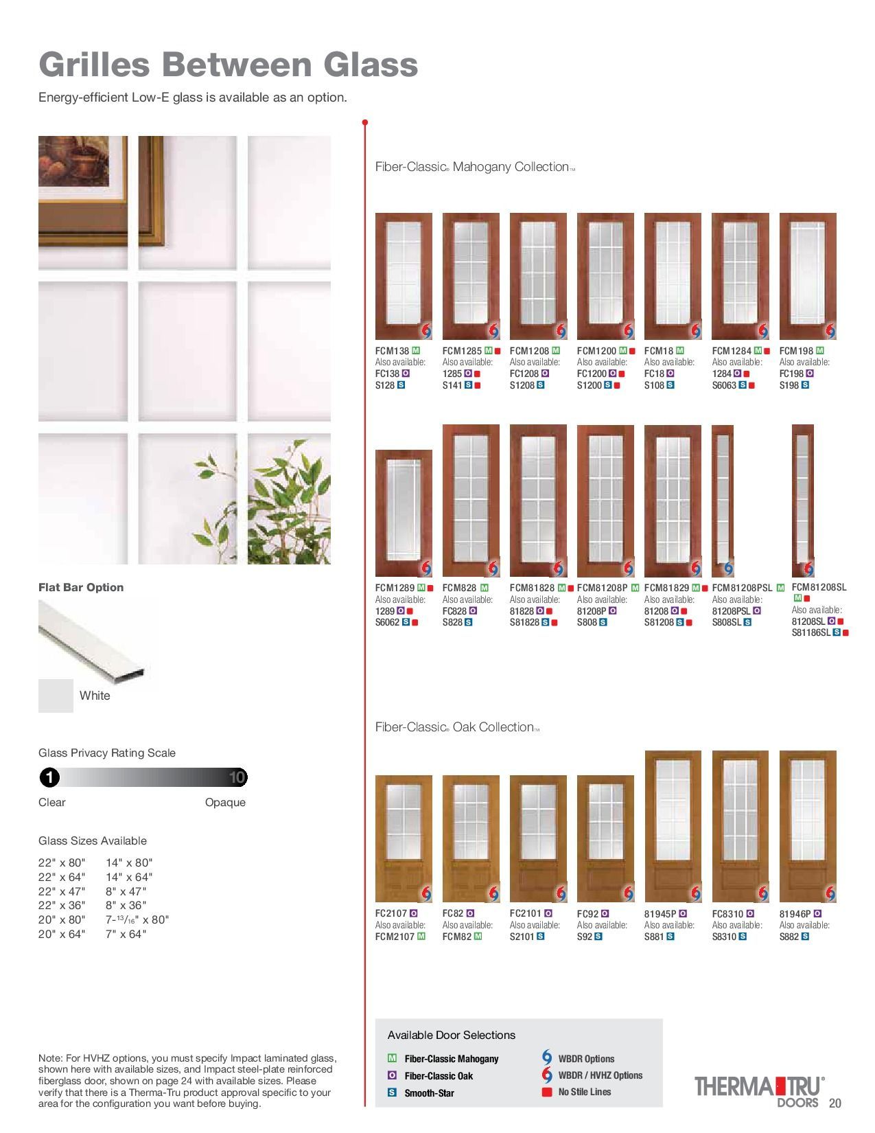 Catalog page showcasing window grill styles. Features multiple glass panel designs and grill profiles.