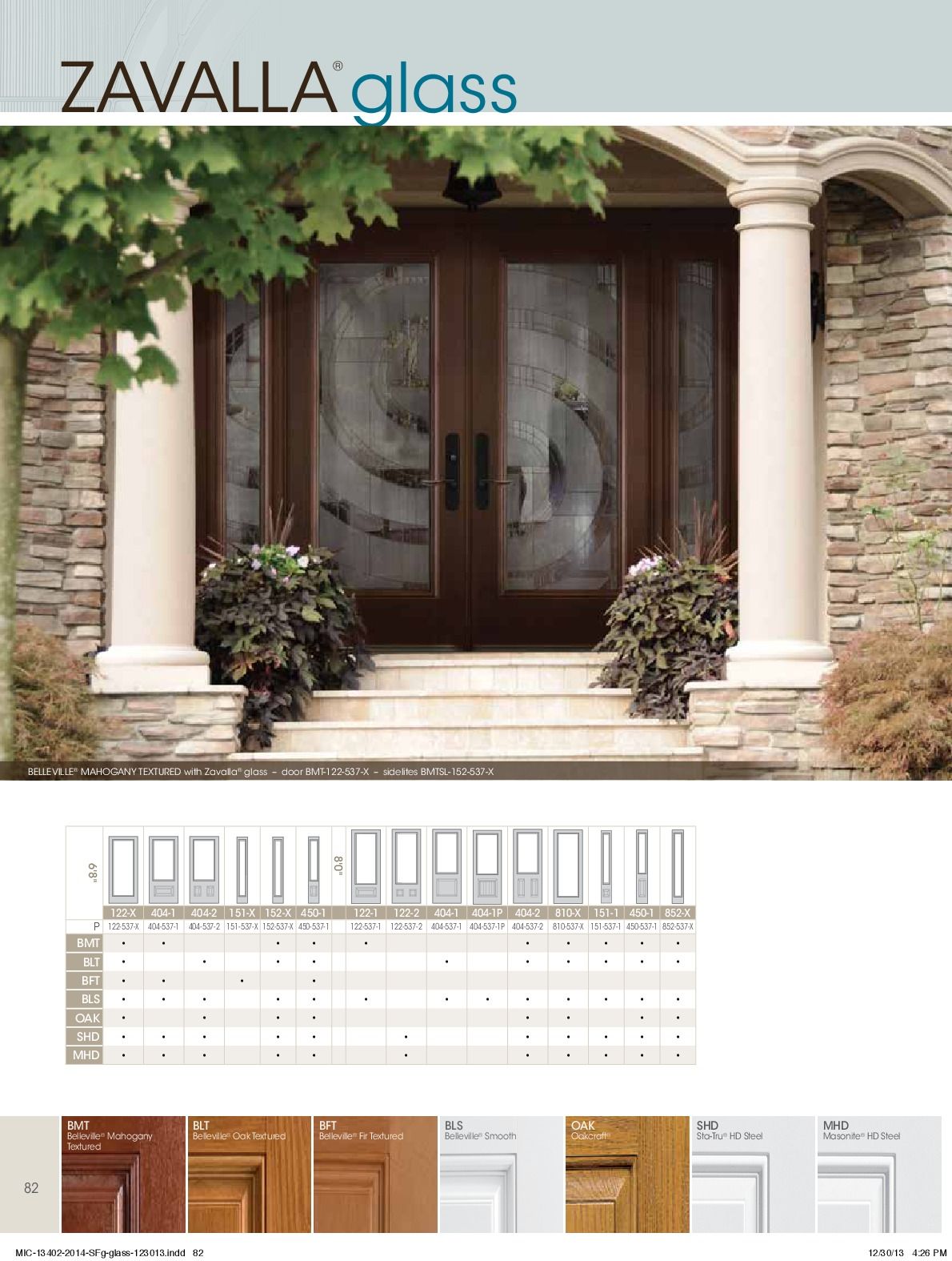 Zavalla glass double front doors with decorative glass panels on a house exterior.