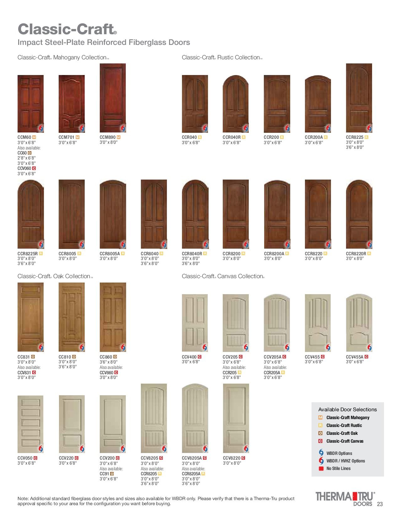 Classic-Craft door catalog showcasing various wood doors with different panel designs.