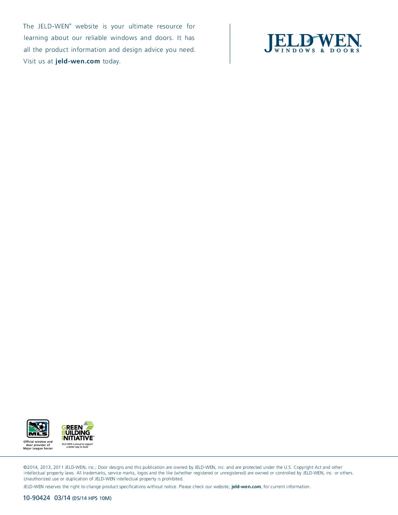 JELD-WEN letterhead. The JELD-WEN logo in the top right corner with text and two logos at the bottom left corner.