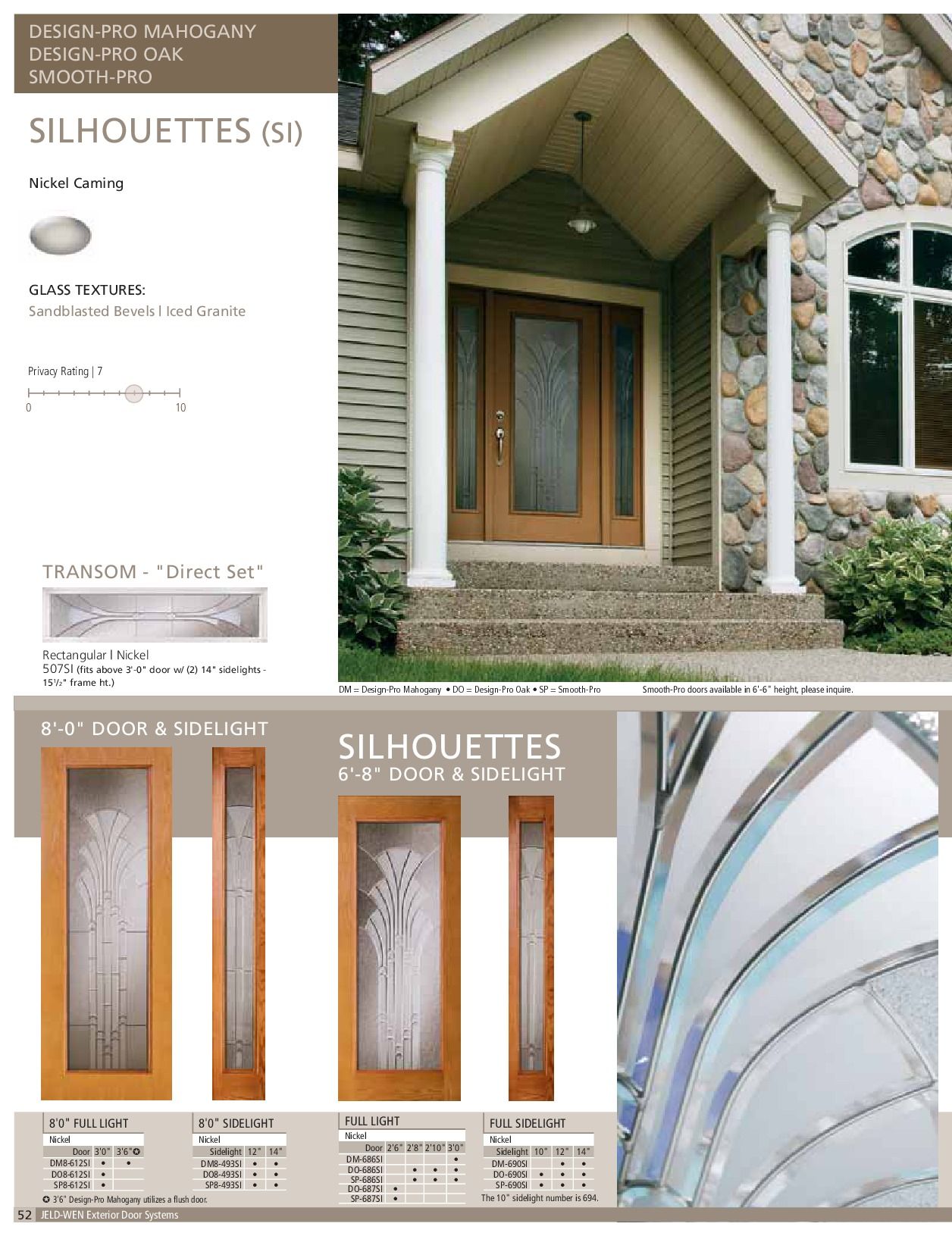 Door and sidelight product featuring a wood door and glass panels; a house entrance.
