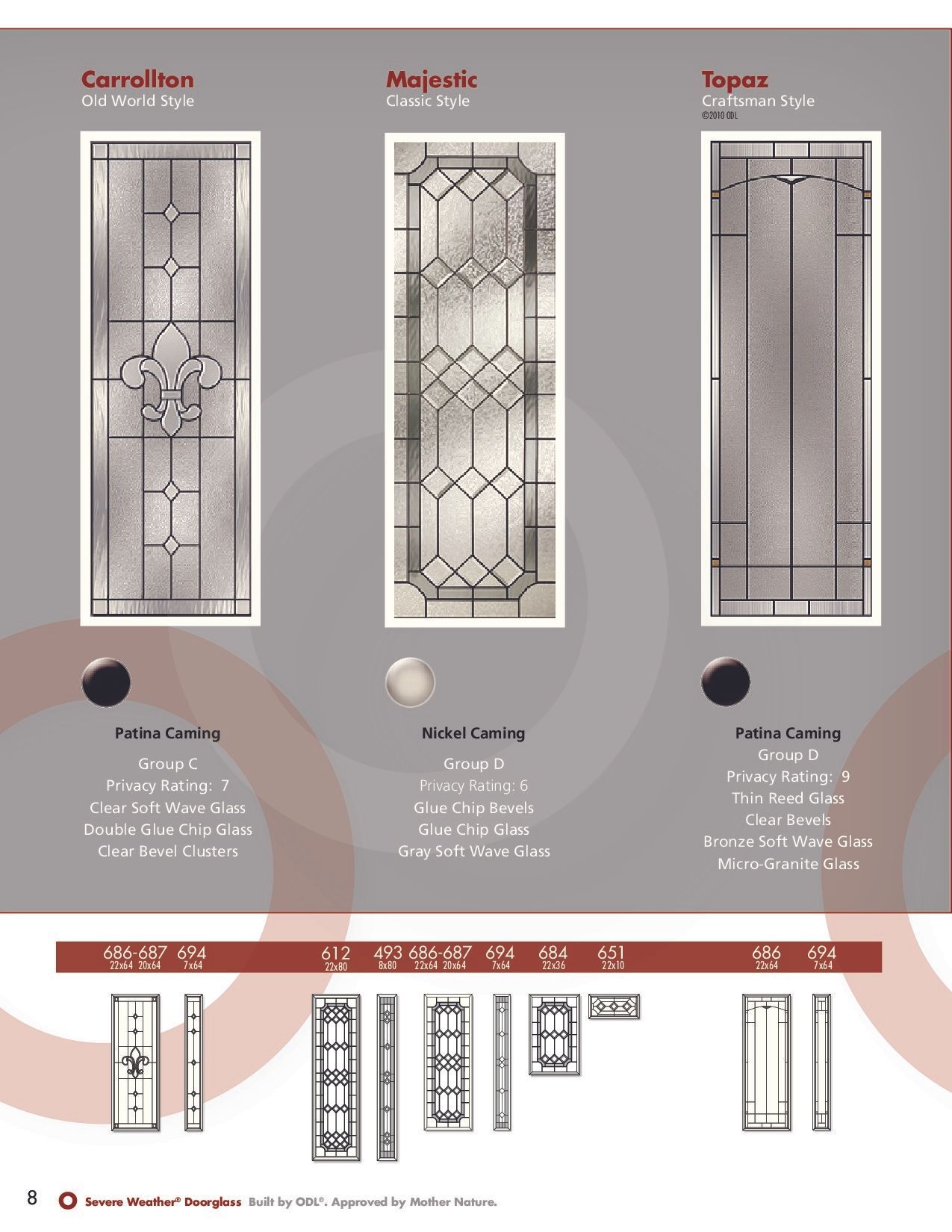 Three doors: Carrollton, Majestic, and Texas, with detailed glass panels.