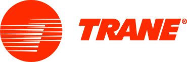 The Trane logo: a bright red circular icon featuring horizontal lines, followed by the company name 