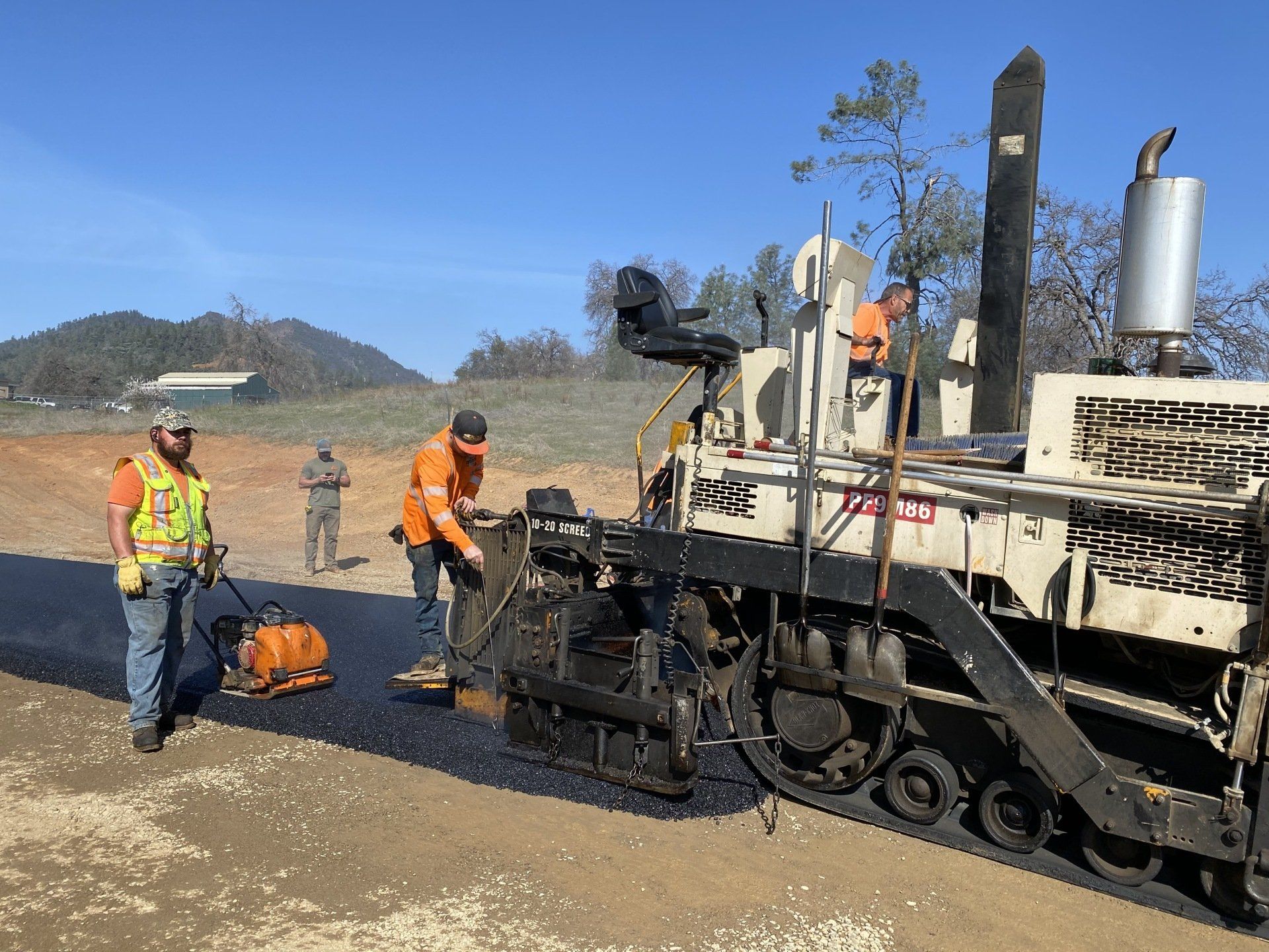 Asphalt Paving Machine with Two Steamroller — Redding, CA — Eagle Paving & Grading