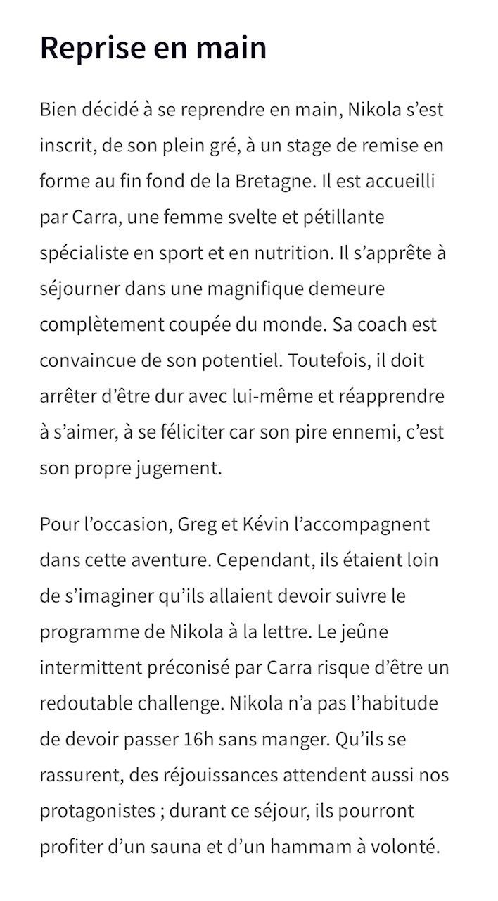 Une page de texte en français avec les mots reprise en main en haut.