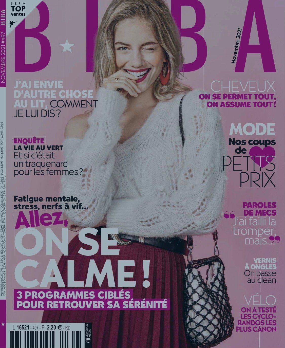 Une femme est sur la couverture d'un magazine qui dit on se calme