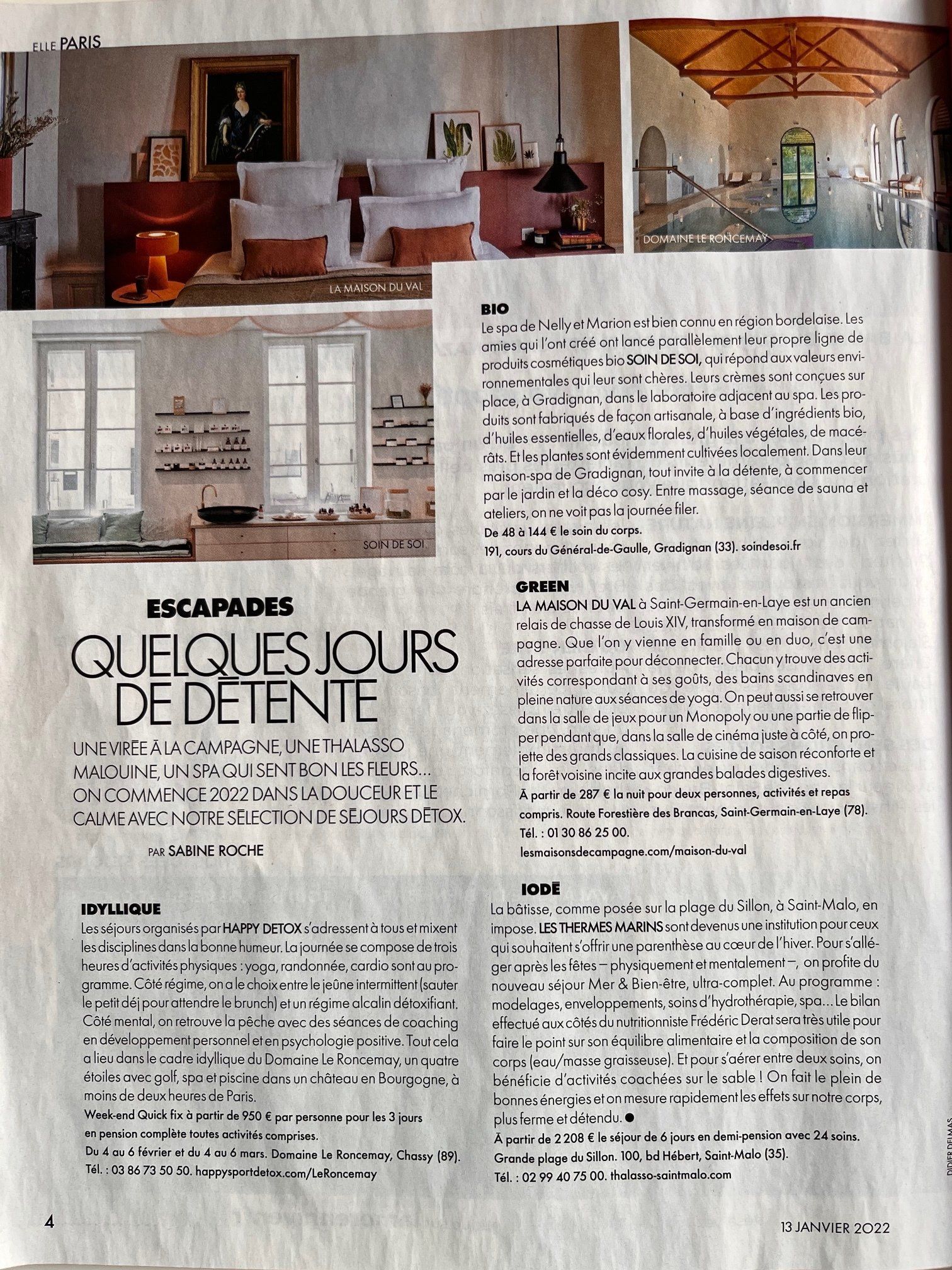 Une page d'un magazine avec le titre escapades