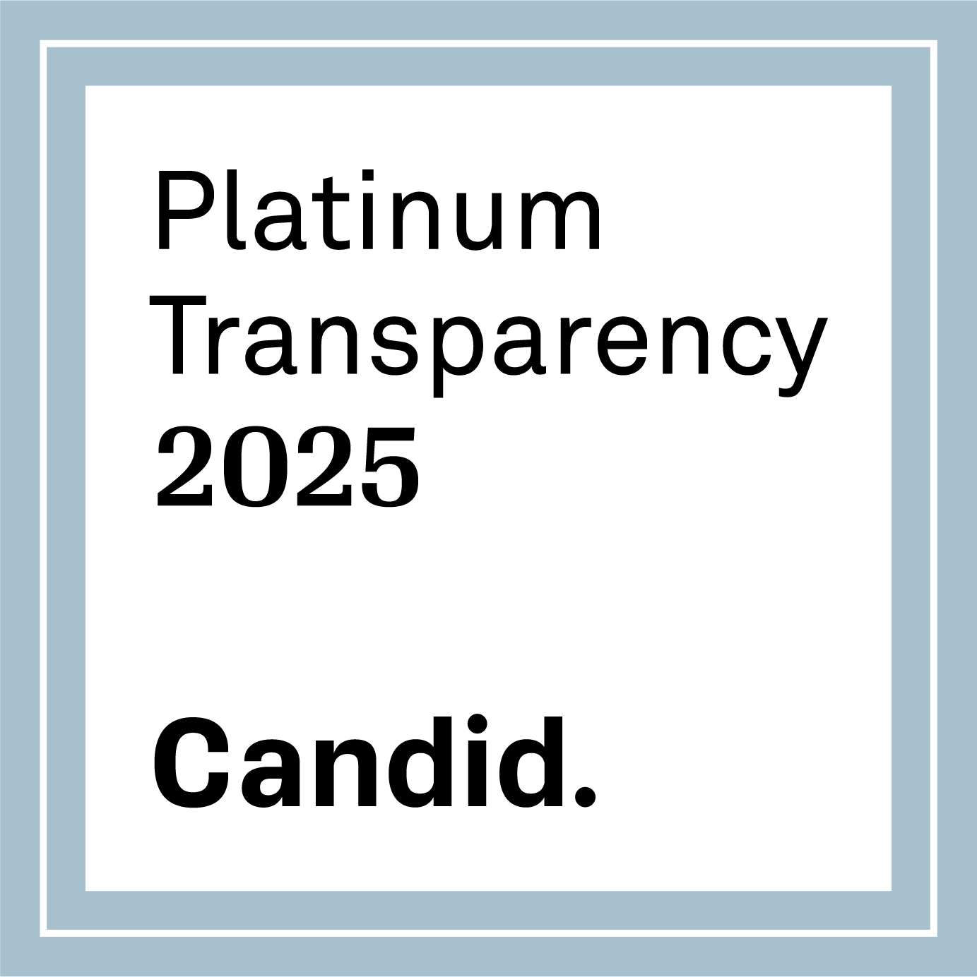 Platinum Transparency 2025 Candid logo on a light blue square background.