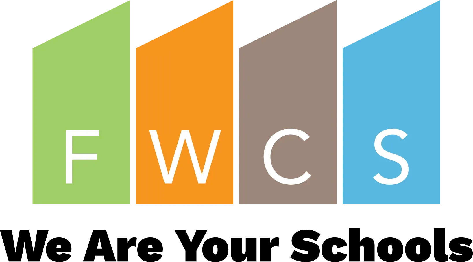 FWCS logo: Colorful, slanted rectangular shapes with white letters 