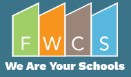 FWCS logo: Colorful stylized school building with the letters FWCS and the tagline 