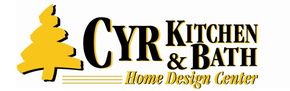 Logo for Cyr Kitchen & Bath Home Design Center, featuring the business name and a yellow tree graphic.