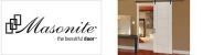 Masonite logo next to an interior shot of a white door with a partially visible room.