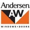 Andersen Windows and Doors logo. Black and white AW within an orange geometric shape, with company name above and product description below.