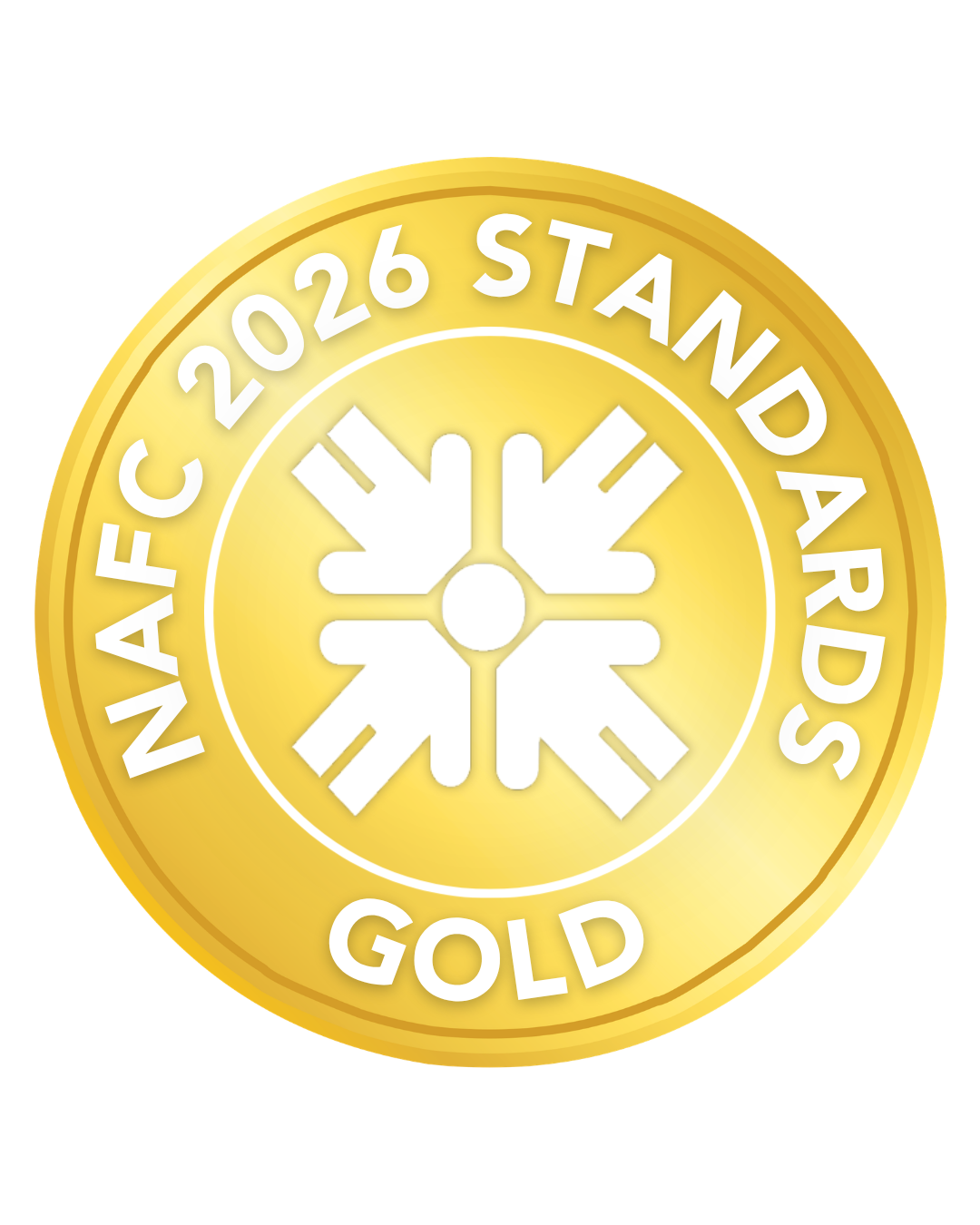 Nafc 2024 standards gold logo with a snowflake in the center