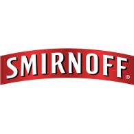 the smirnoff logo is red and white on a white background .