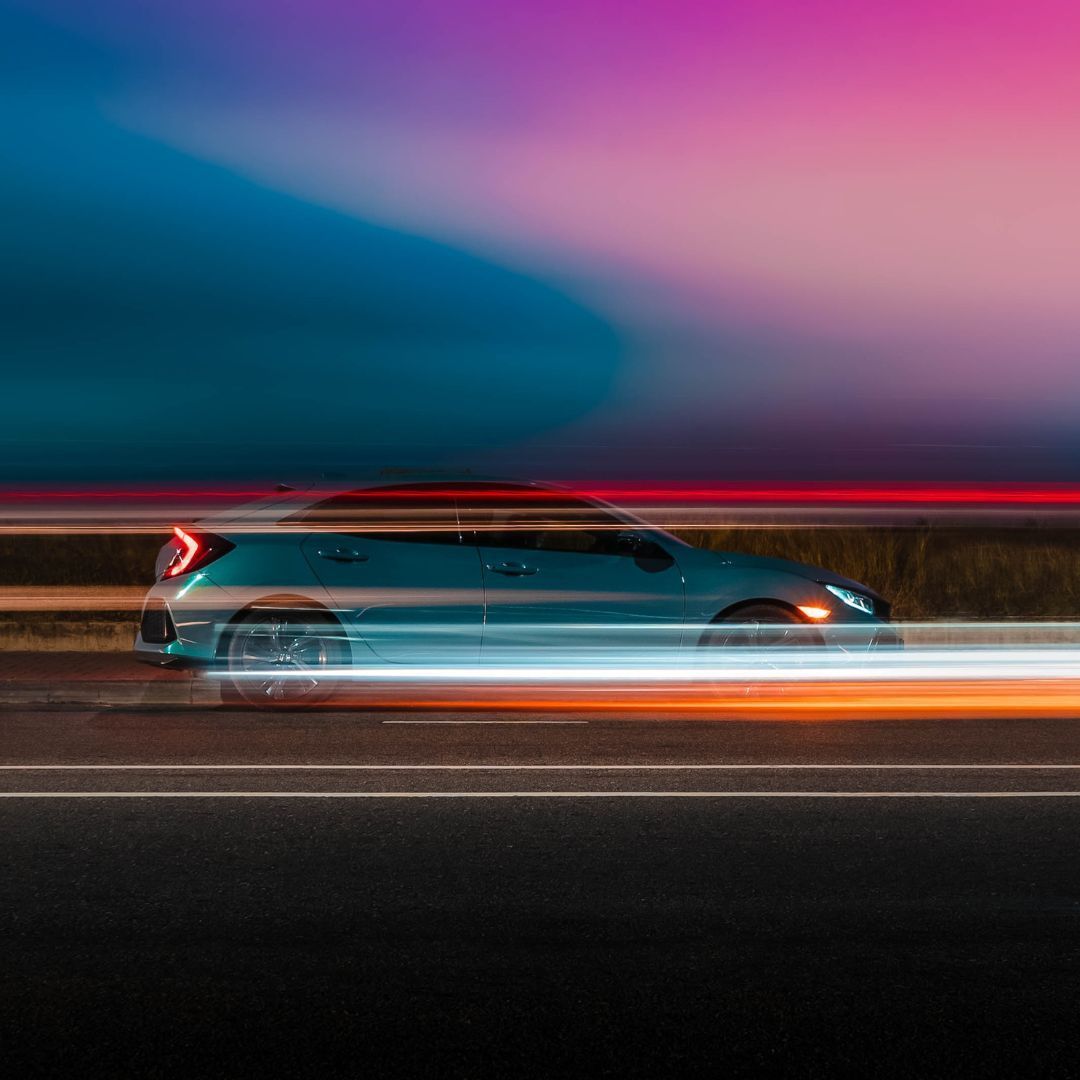 a long exposure camera shot of a car