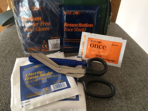 Contents of first aid pack
