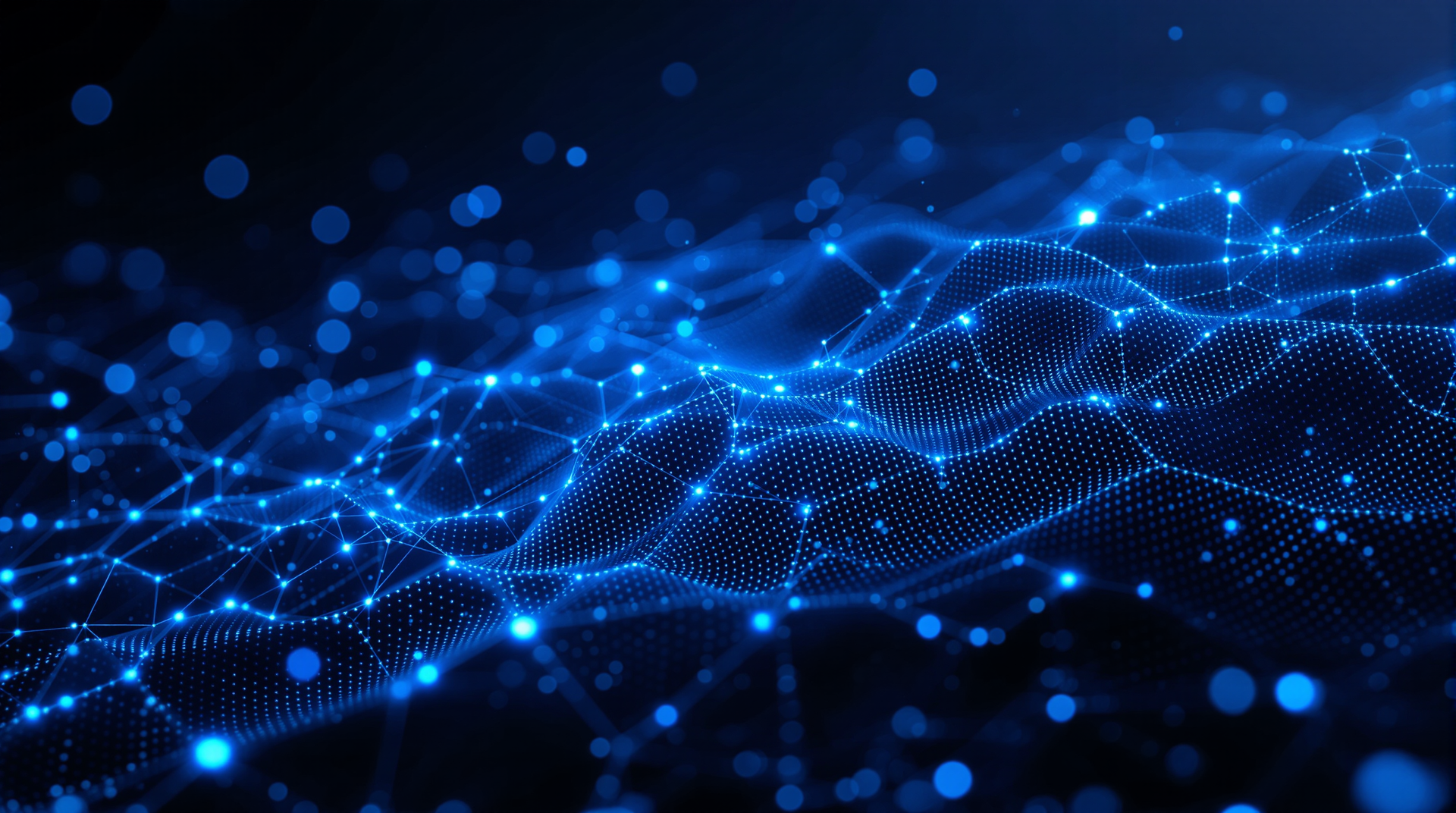 A blue background with a lot of dots and lines