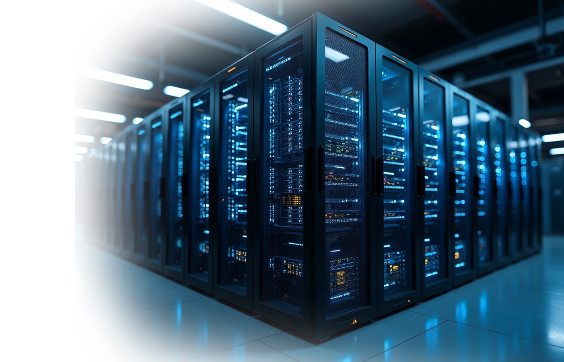 A row of servers in a data center.