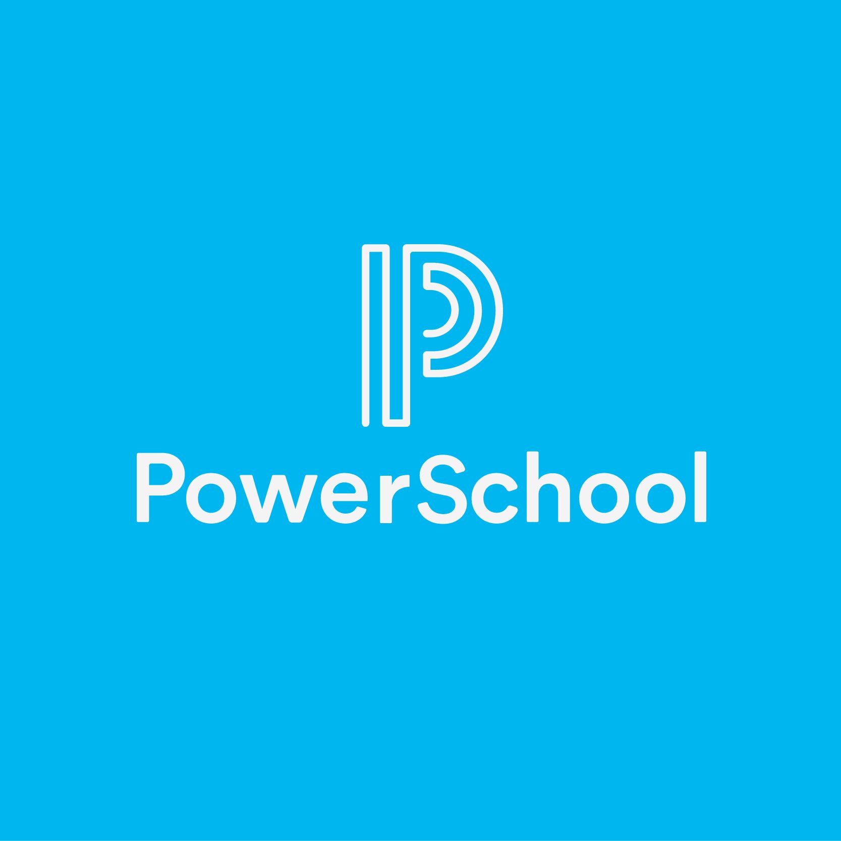 The powerschool logo is on a blue background.