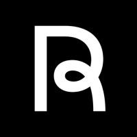 A white letter r on a black background.