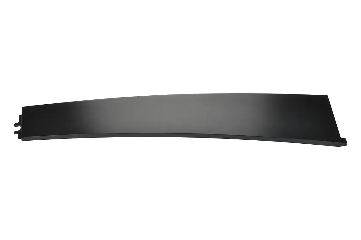 Black, curved automotive trim piece.