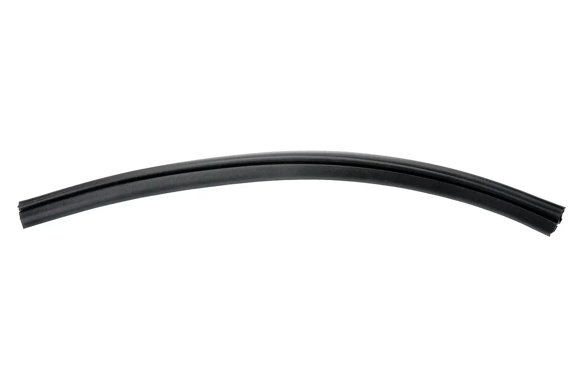 Black rubber windshield molding, slightly curved.