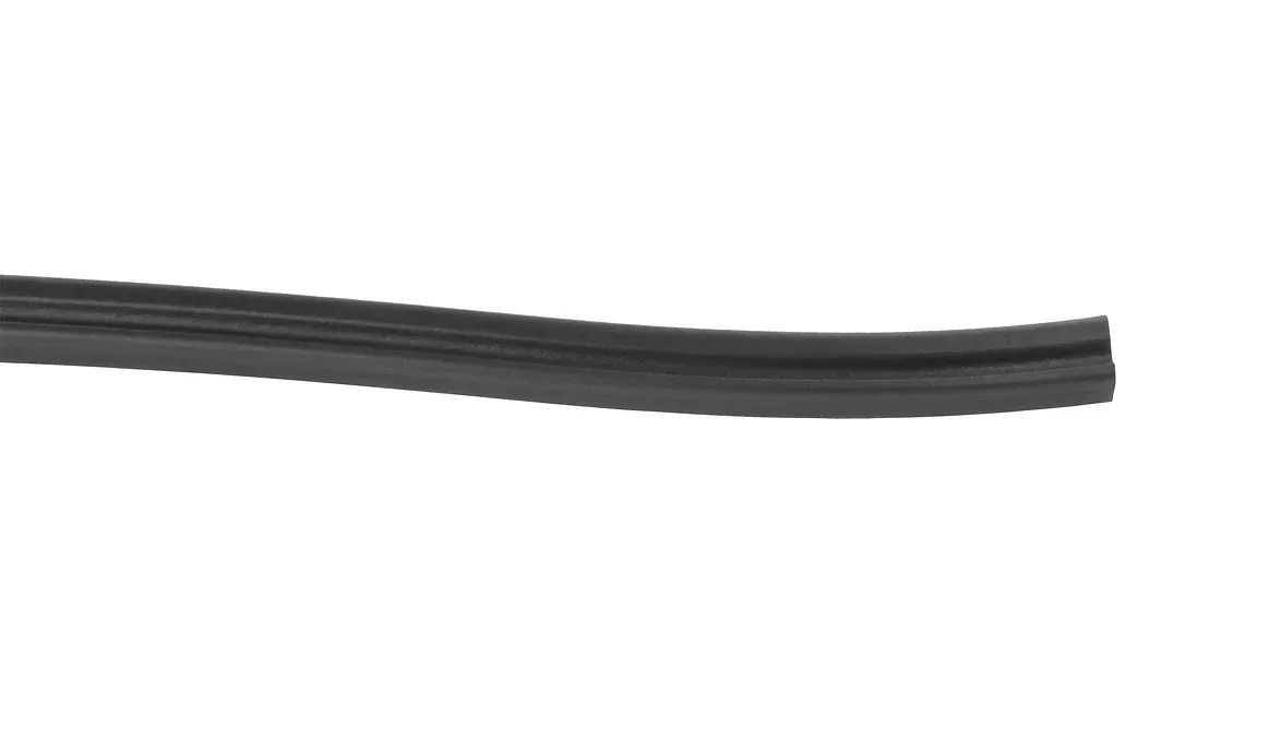 Black, curved, thin, rubber-like strip.