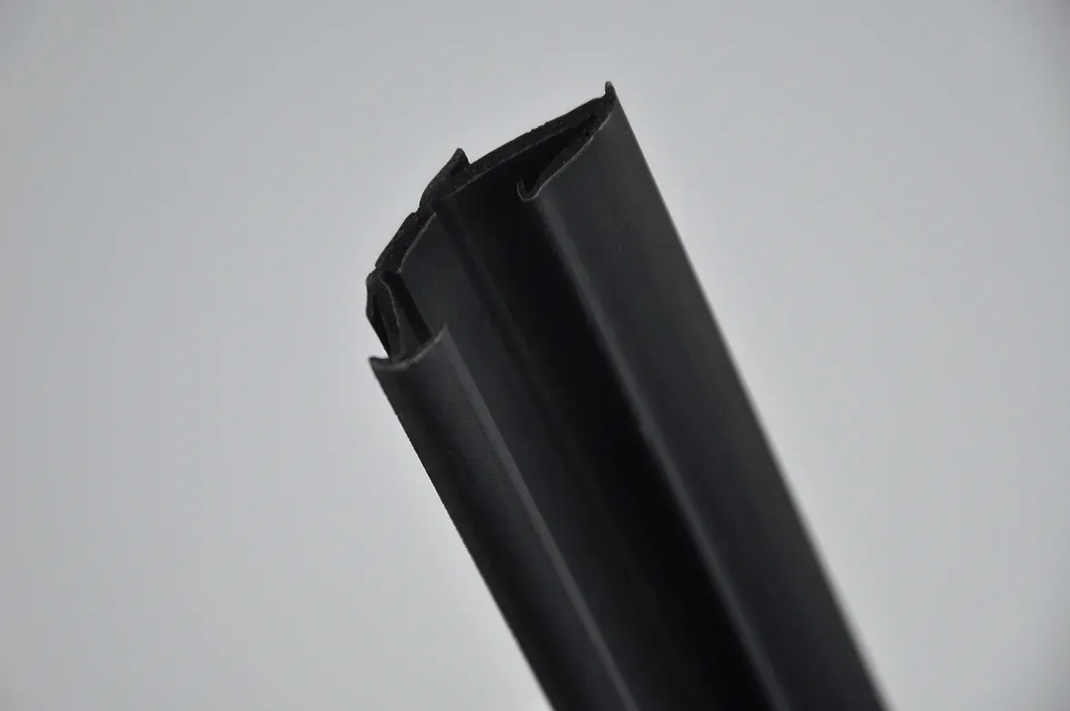 Black rubber window seal, angled profile.