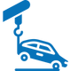 Blue icon: Car being lifted by a crane.