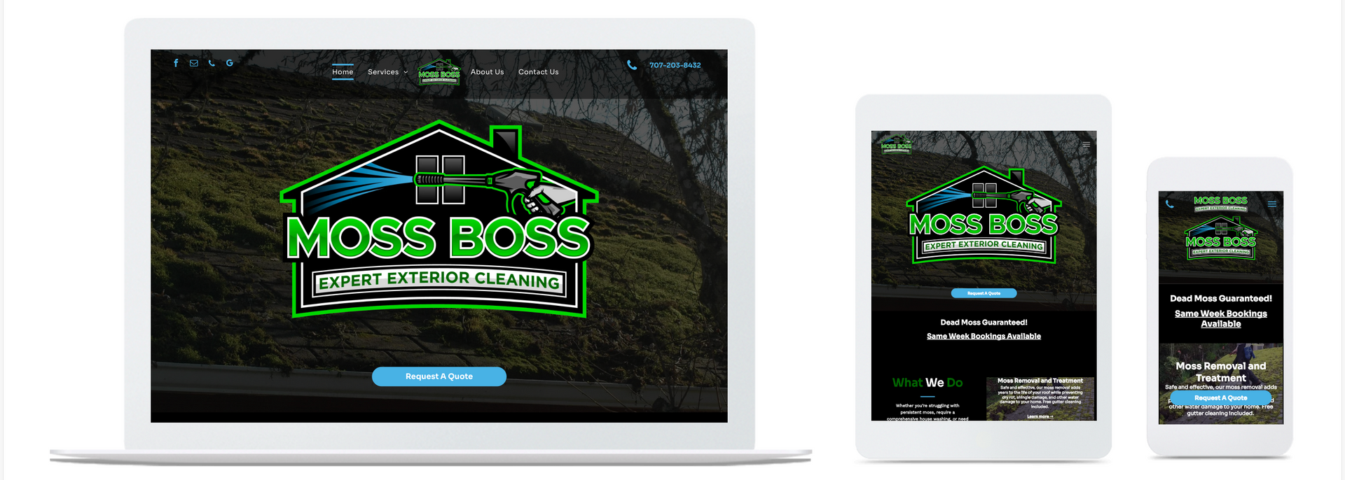 Responsive website design showcasing a logo with the words 