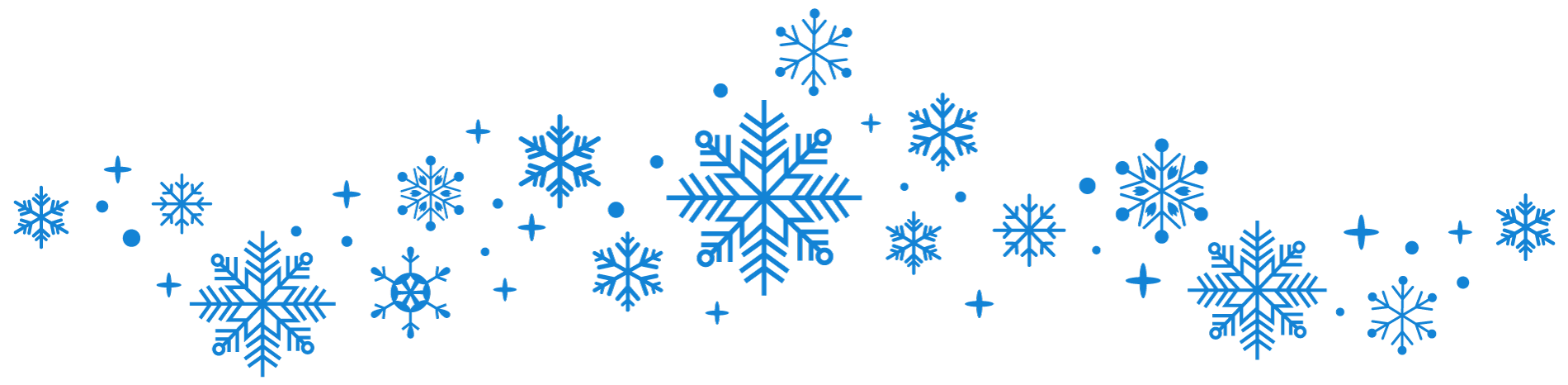 Blue snowflake border with scattered snowflakes on a white background Blue snowflake border with scattered snowflakes on a white background