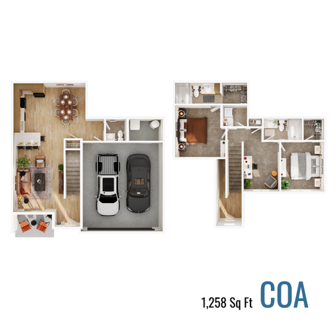 Coa floor plan with 1,258 square feet