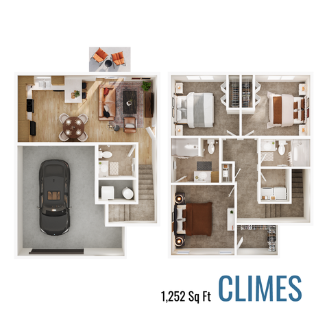 Climes floor plan with 1,252 square feet