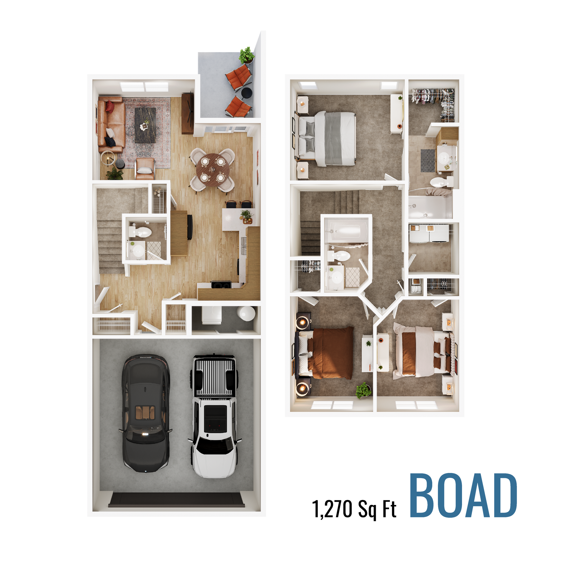 Boad floor plan with 1,270 square feet