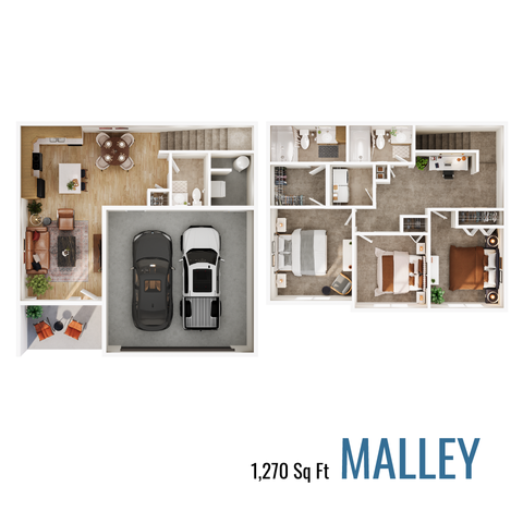 Malley floor plan with 1,270 square feet