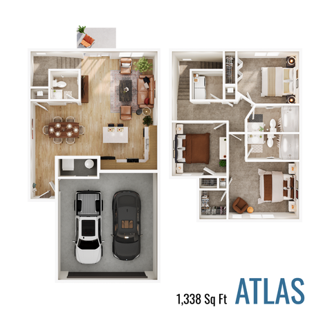 Atlas floor plan with 1,338 square feet