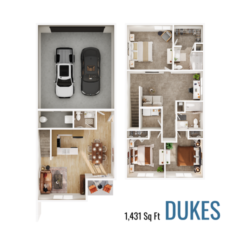 Dukes floor plan with 1,431 square feet
