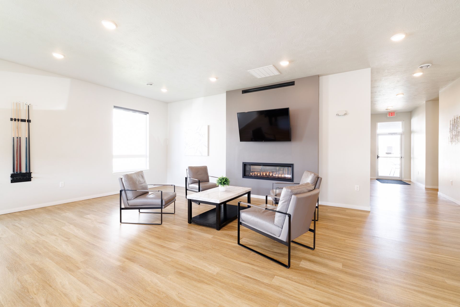 Clubhouse with chairs and coffee table