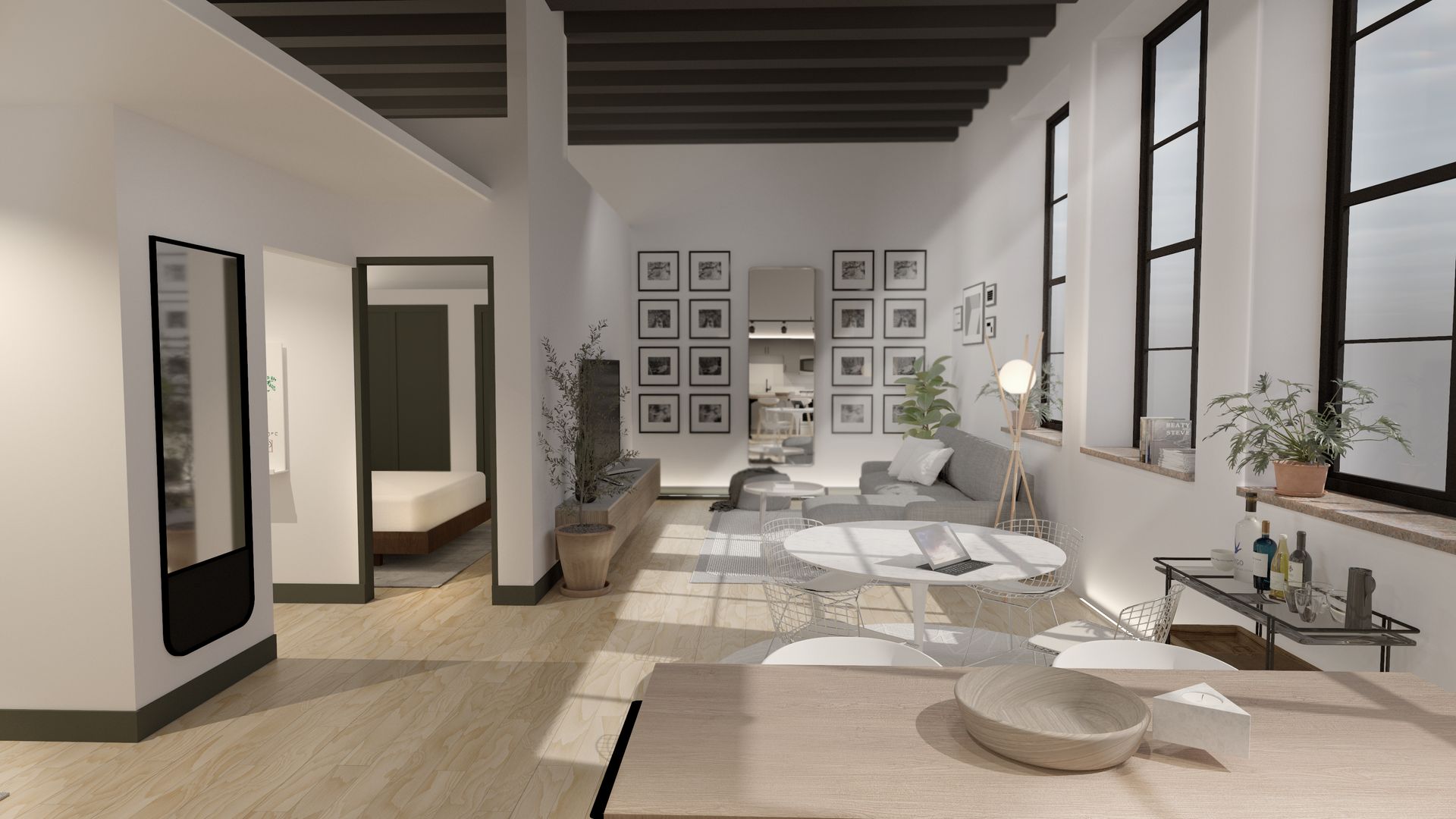 Rendering Living Room and Bedroom door