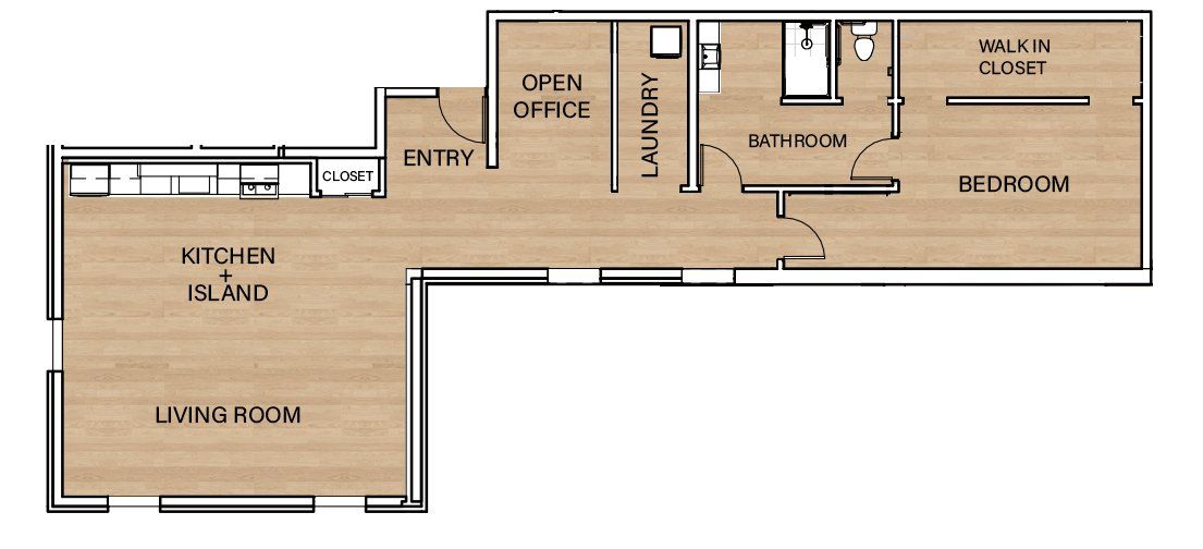 1 Bedroom Floor plan - Unit 22