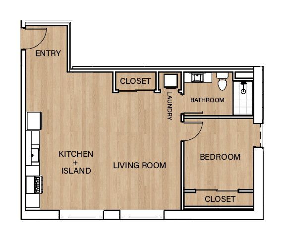 1 Bedroom Floor plan - Unit 224