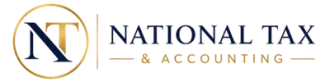 National Tax & Accounting logo with gold “NT” monogram and black text on white background